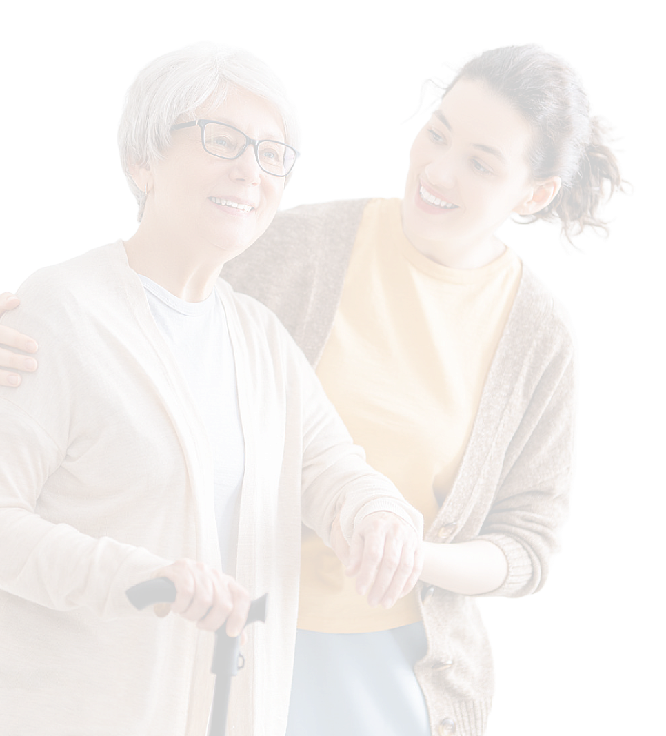 caretaker and elderly woman smiling transparent design